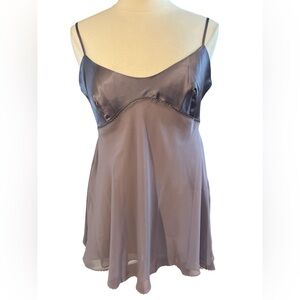 Victoria's Secret Purple Gray Satin Chemise Teddy w/adjustable straps Size Large